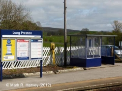 Milepost 232½ and Long Preston Station Waiting Shelter (Up, modern) from west"