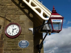 Ribblehead Station Booking Office: Facia, replica clock and heritage lighting