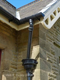 Ribblehead Station Booking Office: Detail view, rainwater-goods from the SW