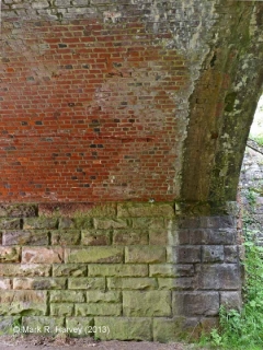 Bridge SAC/229 (Leazes Hill, PROW): Part of north-east abutment and brick-arch