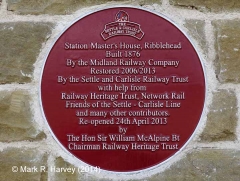 Ribblehead Station Master's House: Rennovation plaque (sign)