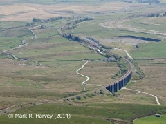 Ribblehead Viaduct and Ribblehead Station: Aerial perspective from Whernside
