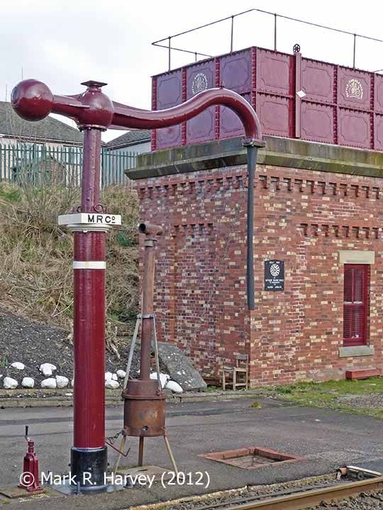Appleby station rebuilt tank house and 'Up' side water crane, from the west (2).