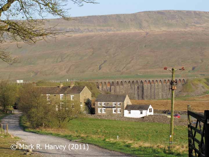 Site of Ashwell's Yard: Context from southeast with Ribblehead viaduct beyond Site of Ashwell's Yard: Context from southeast with Ribblehead viaduct beyond