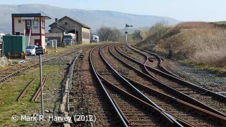 The southern approach to Kirkby Stephen Station with Down lie-by siding to right